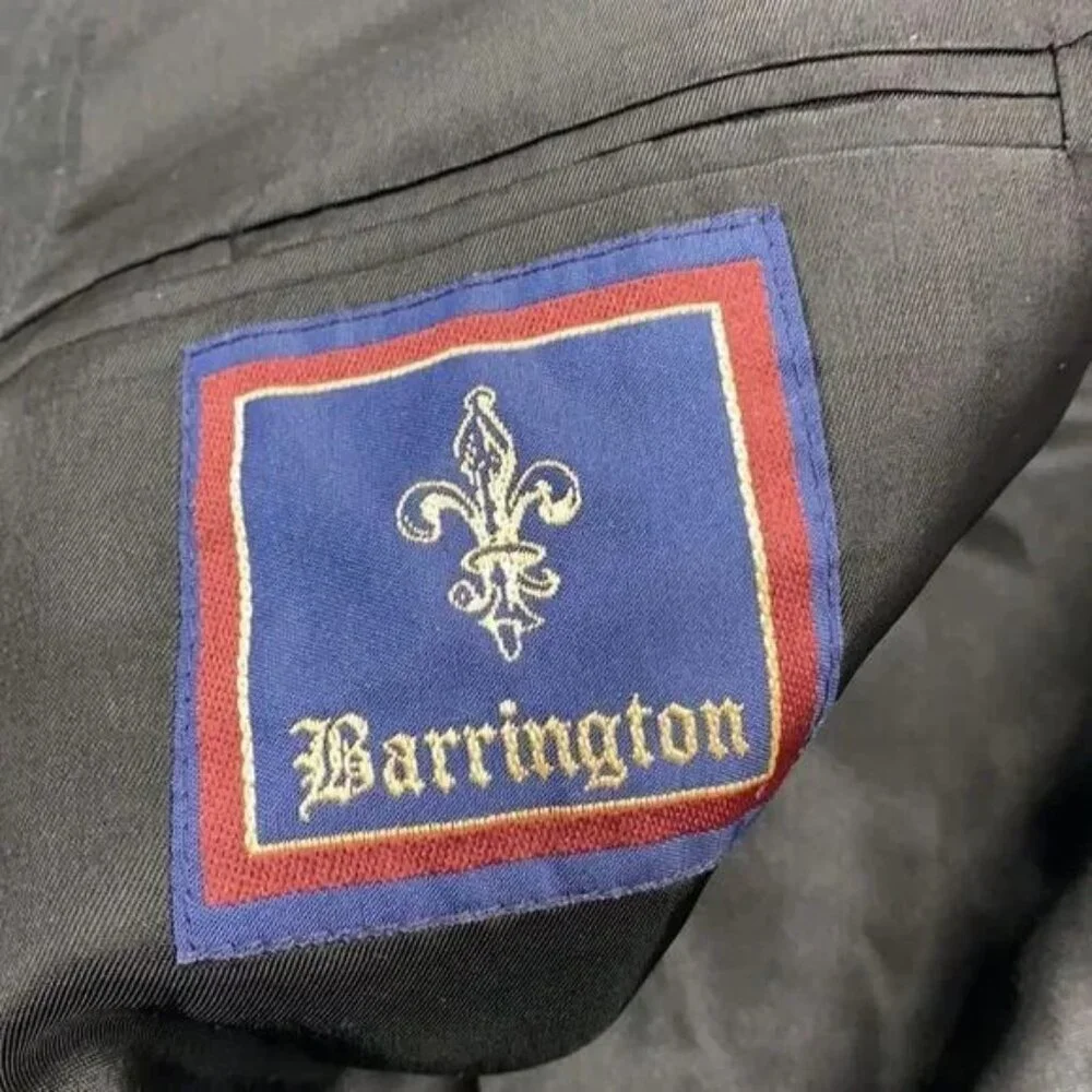BARRINGTON MEN'S BLACK LINED PINSTRIPE SUIT JACKET 44R-NICE!